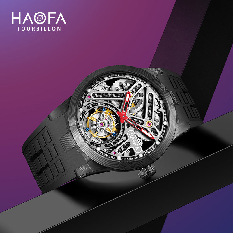 HAOFA 2330 Double Spring Carbon Fibre Round Automatic Tourbillon Watch