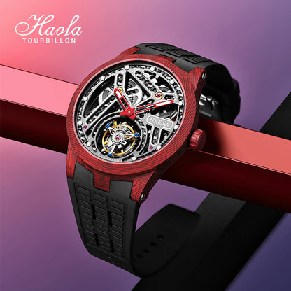 HAOFA 2330 Double Spring Carbon Fibre Round Automatic Tourbillon Watch