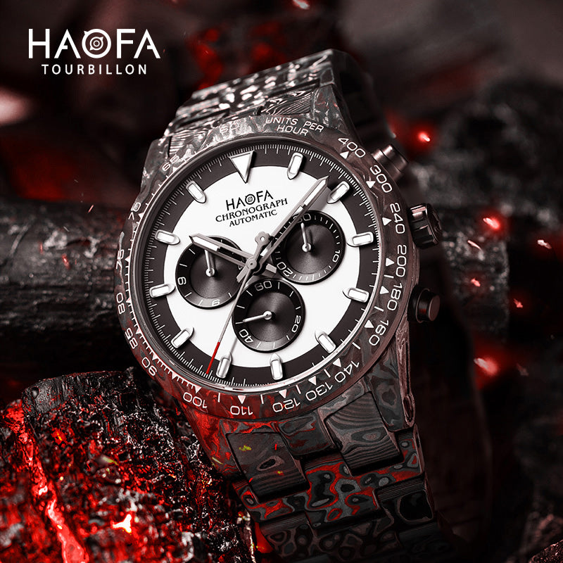 HAOFA 2366-1 Full Carbon Fiber Automatic Chronograph Movement Screw-in crown Watch