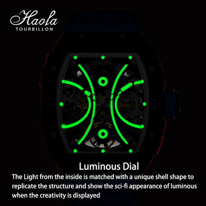 Haofa Men Skeleton Automatic watch NTPT Carbon Fiber Bezel Super luminous 80 hours power 1909