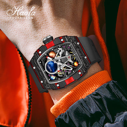 HAOFA 3D Spaceship Automatic Movement Carbon Fiber 5ATM Men Watch 1971