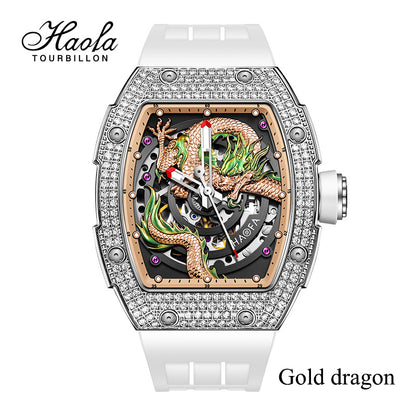 HAOFA 1987S Model Super Luminous Crystal Bezel 3D Dragon Automatic Watch