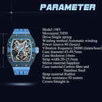 HAOFA 1985 Carbon Fiber Automatic Mechanical Rabbit Watches 80H Power Reserve Super Luminous