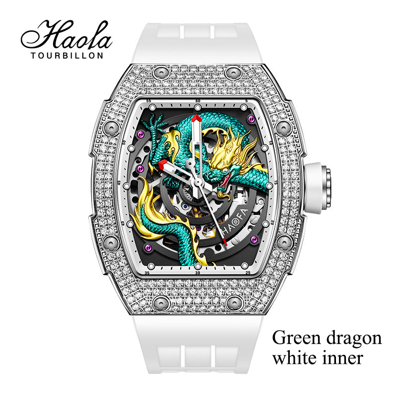 HAOFA 1987S Model Super Luminous Crystal Bezel 3D Dragon Automatic Watch