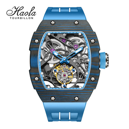 HAOFA Automatic Tourbillon Movement Free-sprung Balance 1901-1 Double Spring carbon fiber bezel Titanium magnesium