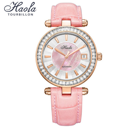 Haofa Automatic Movement Women Watch Pearl Shell Dial Date Ladies Watch 1313