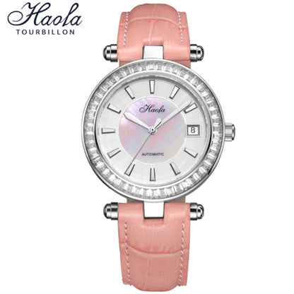 Haofa Automatic Movement Women Watch Pearl Shell Dial Date Ladies Watch 1313