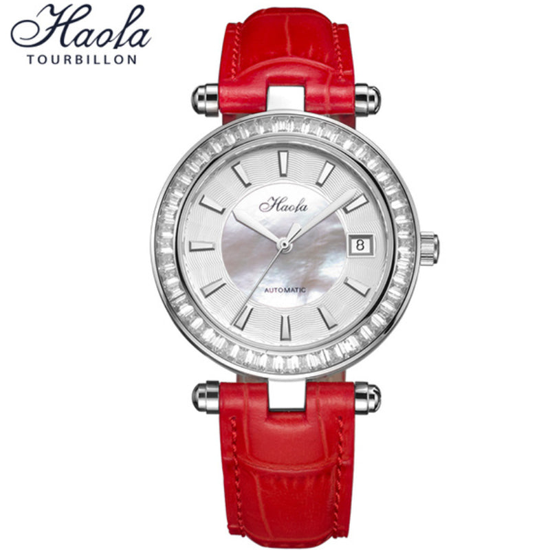 Haofa Automatic Movement Women Watch Pearl Shell Dial Date Ladies Watch 1313