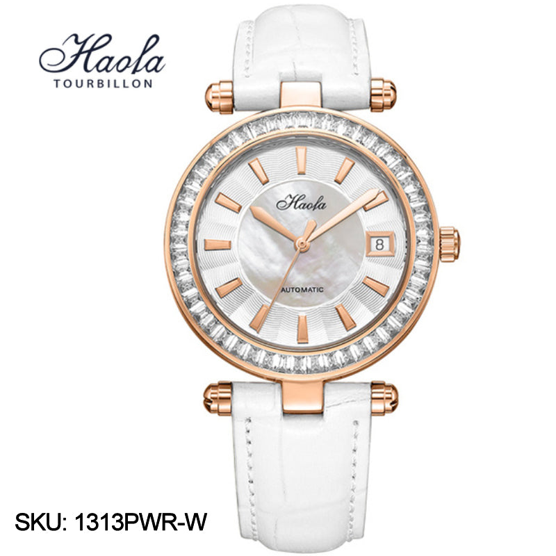 Haofa Automatic Movement Women Watch Pearl Shell Dial Date Ladies Watch 1313