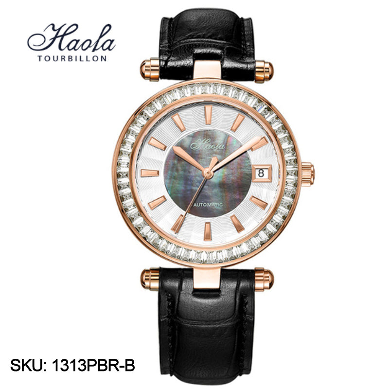 Haofa Automatic Movement Women Watch Pearl Shell Dial Date Ladies Watch 1313