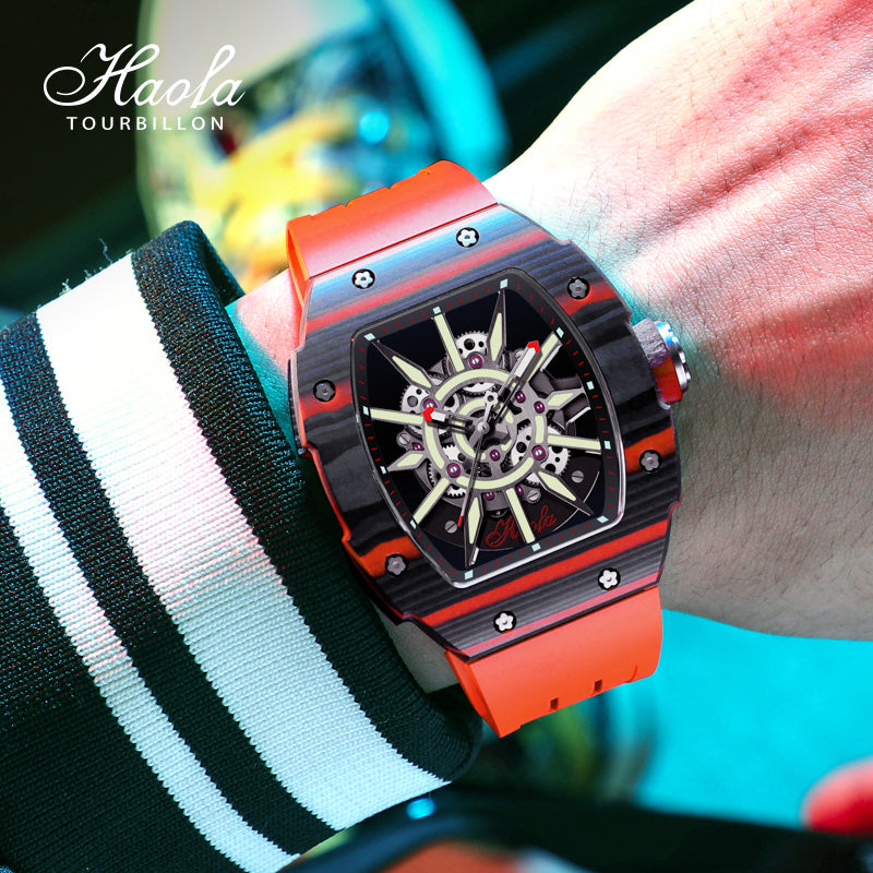 HAOFA 1905 Carbon Fiber  Bezel Titanium Magnesium Alloy Case Super Luminous Mechanical Watch