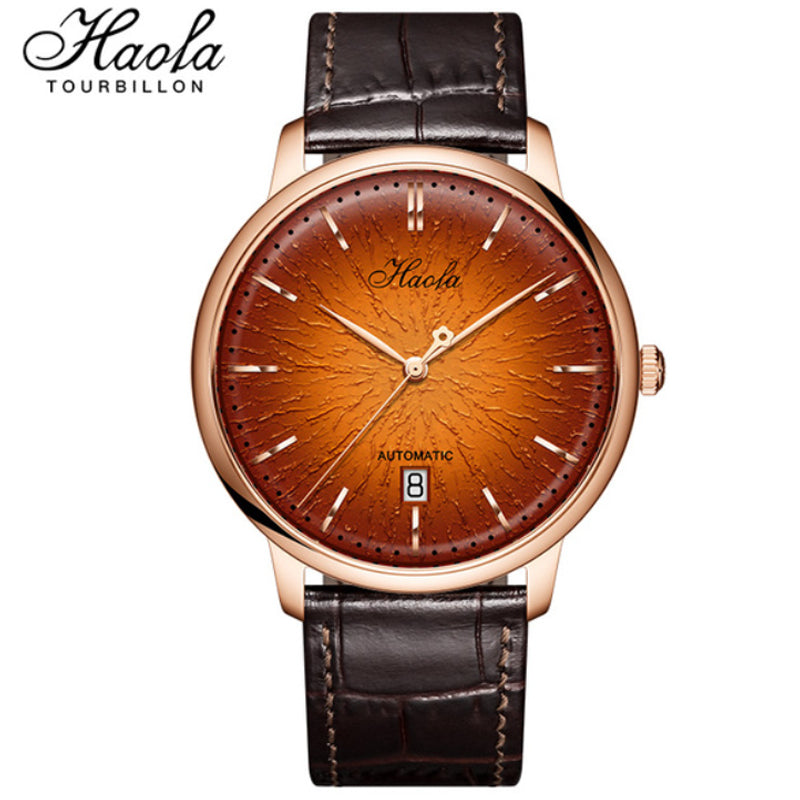 Haofa Ultra-thin Automatic Movement Date Bark Grain Gradient Dial Watch 1608