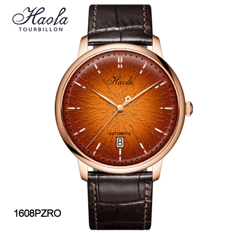 Haofa Ultra-thin Automatic Movement Date Bark Grain Gradient Dial Watch 1608