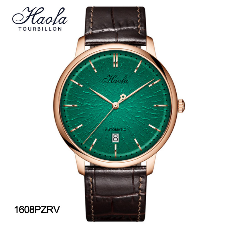 Haofa Ultra-thin Automatic Movement Date Bark Grain Gradient Dial Watch 1608