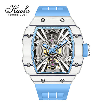 Haofa 1906 double Carbon Fiber Mechanical Watch 80 Hours power Skeleton