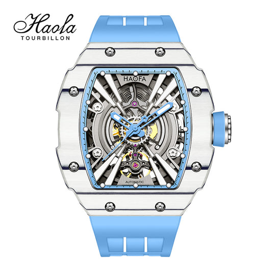 Haofa 1906 double Carbon Fiber Mechanical Watch 80 Hours power Skeleton