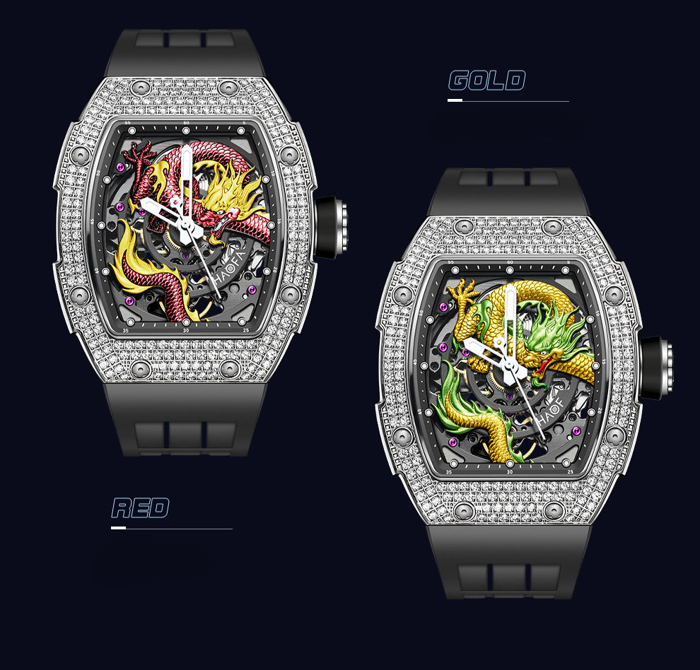 HAOFA Model 1968S Crystal Bezel 3D Dragon Automatic watch