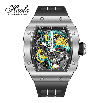 HAOFA 1968A 3D Dragon Automatic 80 Hours Power Stainless Steel 50M Waterproof Sapphire Crystal