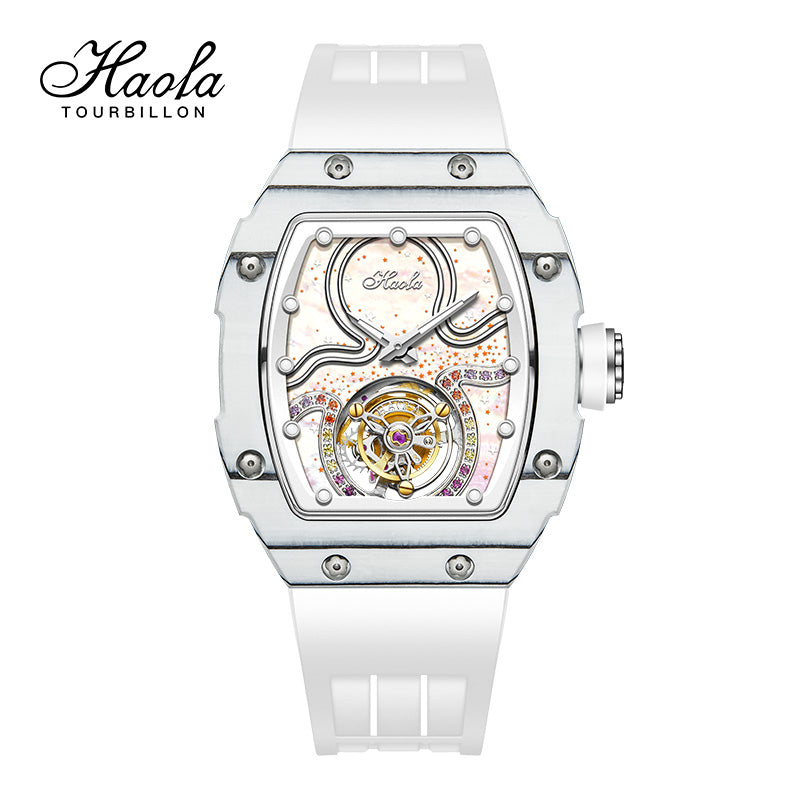 HAOFA Square Women Tourbillon Carbon Fiber Bezel 42 hours power super luminous Manual winding movement 1910L