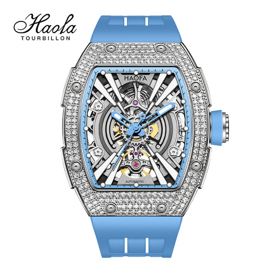 HAOFA Men Automatic Movement Crystal bezel rubber strap 80 hours power 1907S