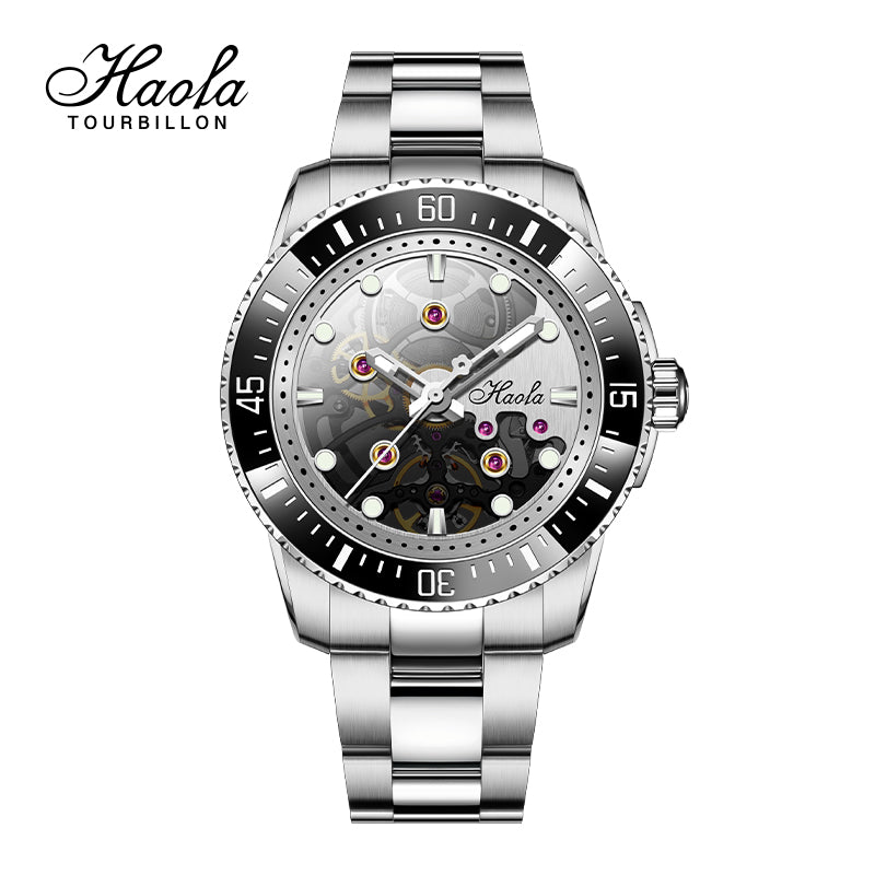 HAOFA Sport ceramic bezel automatic watches waterproof transparent Skeleton Movement