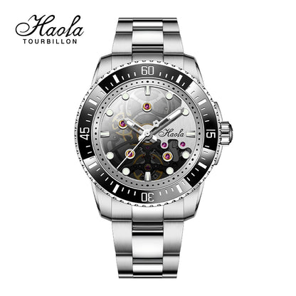 HAOFA Sport ceramic bezel automatic watches waterproof transparent Skeleton Movement