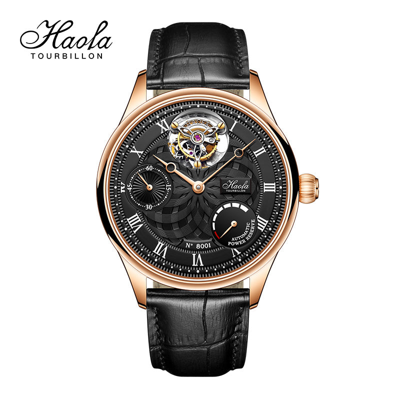 HAOFA 12'clock Power Reserve Display Automatic Tourbillon Watch 8001