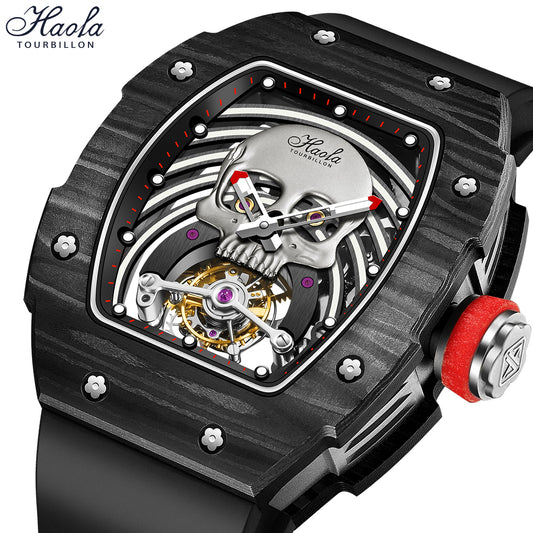 Haofa Skeleton Tourbillon Watches Carbon Fiber Bezel 1903-G