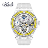Haofa Crystal Case Skeleton Tourbillon GMT Watch 2101