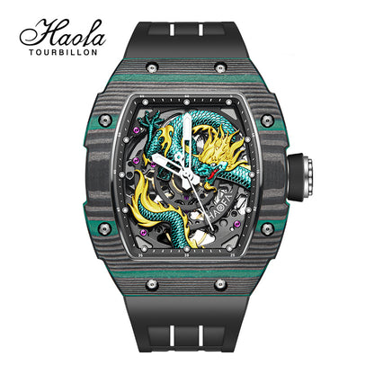 HAOFA 3D Dragon Carbon Fiber 80 hours power 28800/hz Automatic Watches 1968N