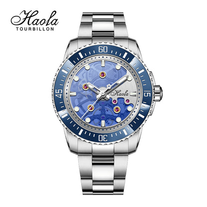 HAOFA Sport ceramic bezel automatic watches waterproof transparent Skeleton Movement