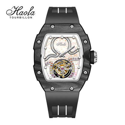 HAOFA Square Women Tourbillon Carbon Fiber Bezel 42 hours power super luminous Manual winding movement 1910L