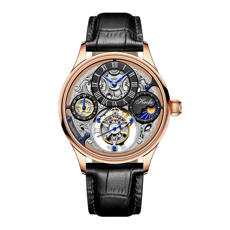 Haofa  GMT Day And Night  Tourbillon Movement Watch 1035 top finish case