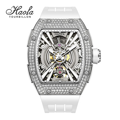 HAOFA Men Automatic Movement Crystal bezel rubber strap 80 hours power 1907S