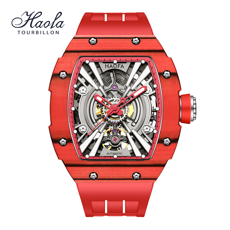 Haofa 1906 double Carbon Fiber Mechanical Watch 80 Hours power Skeleton