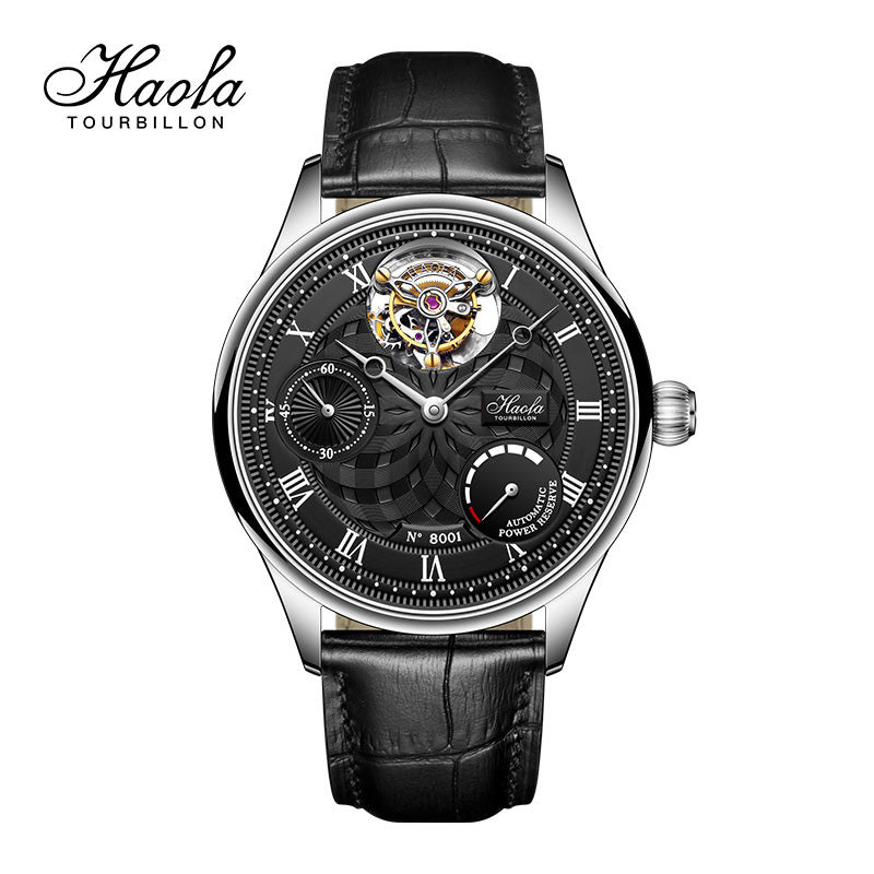 HAOFA 12'clock Power Reserve Display Automatic Tourbillon Watch 8001