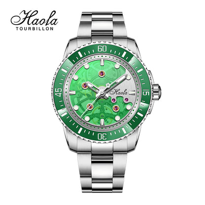 HAOFA Sport ceramic bezel automatic watches waterproof transparent Skeleton Movement