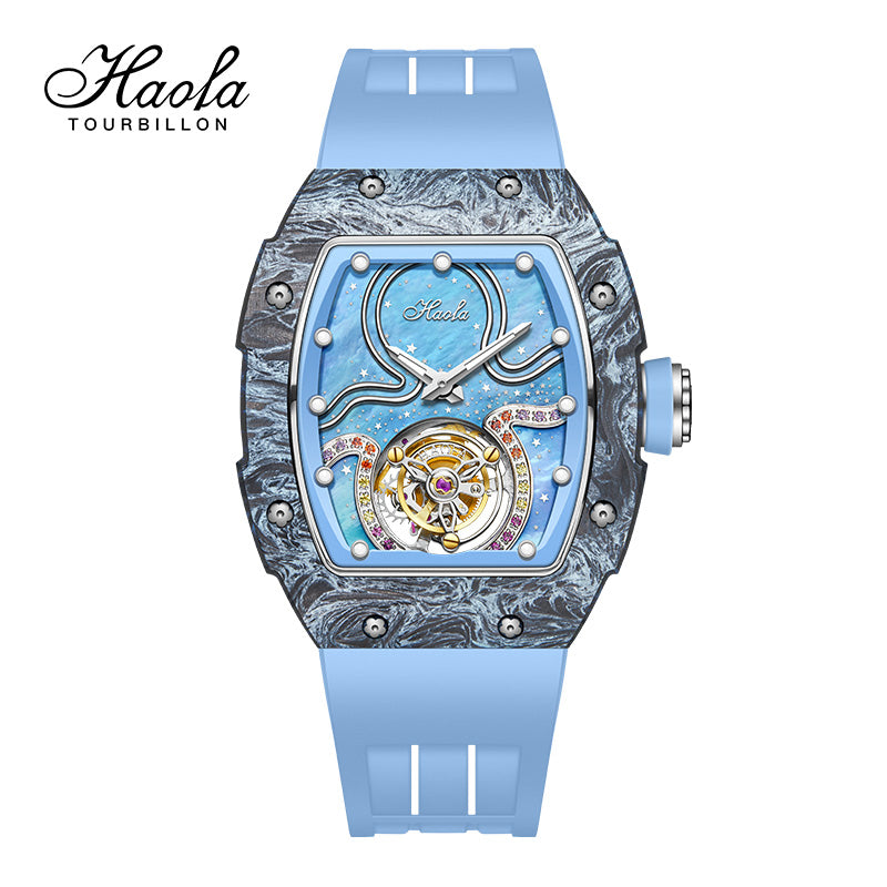 HAOFA Square Women Tourbillon Carbon Fiber Bezel 42 hours power super luminous Manual winding movement 1910L