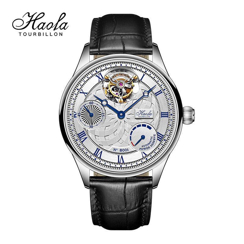 HAOFA 12'clock Power Reserve Display Automatic Tourbillon Watch 8001