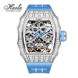 HAOFA Trapezoidal Black White Crystal Automatic Watch 1983