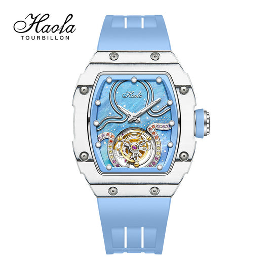 HAOFA Square Women Tourbillon Carbon Fiber Bezel 42 hours power super luminous Manual winding movement 1910L