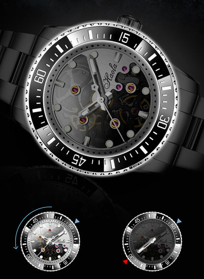 HAOFA Sport ceramic bezel automatic watches waterproof transparent Skeleton Movement