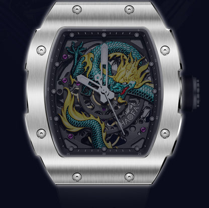 HAOFA 1968A 3D Dragon Automatic 80 Hours Power Stainless Steel 50M Waterproof Sapphire Crystal