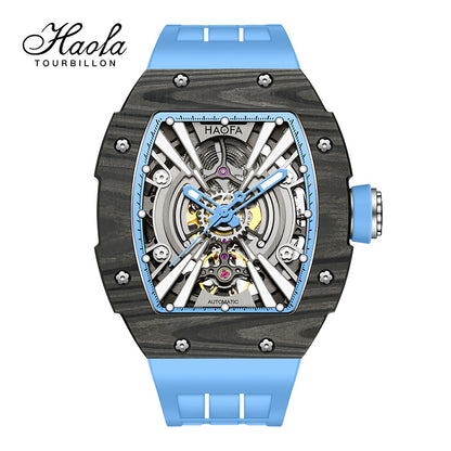 Haofa 1906 double Carbon Fiber Mechanical Watch 80 Hours power Skeleton