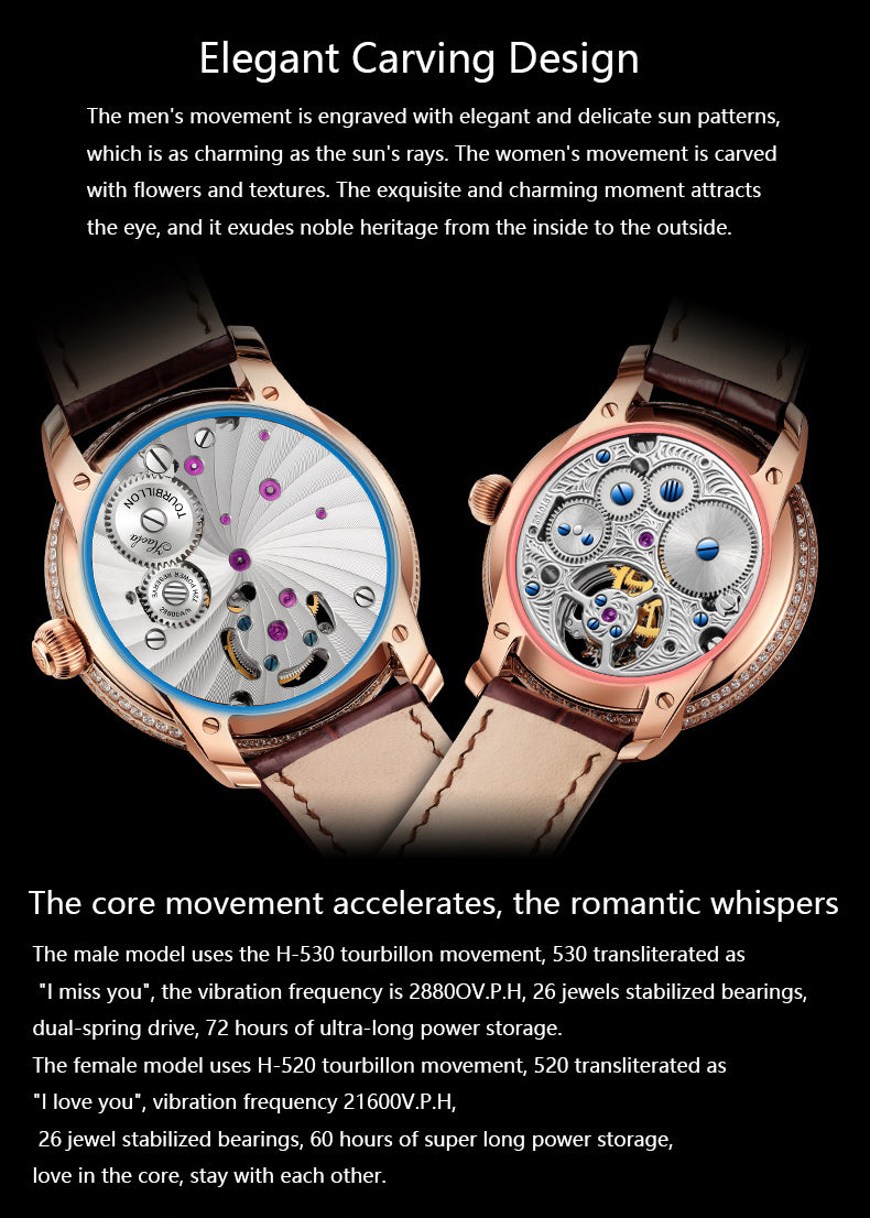 Haofa Luxury Couple Tourbillon Watches Men And Women