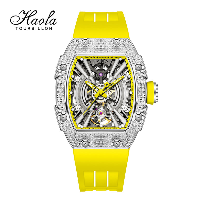 HAOFA Middle Size Automatic Movement watch Crystal bezel and side 60 hours power 50M Waterproof  1907L