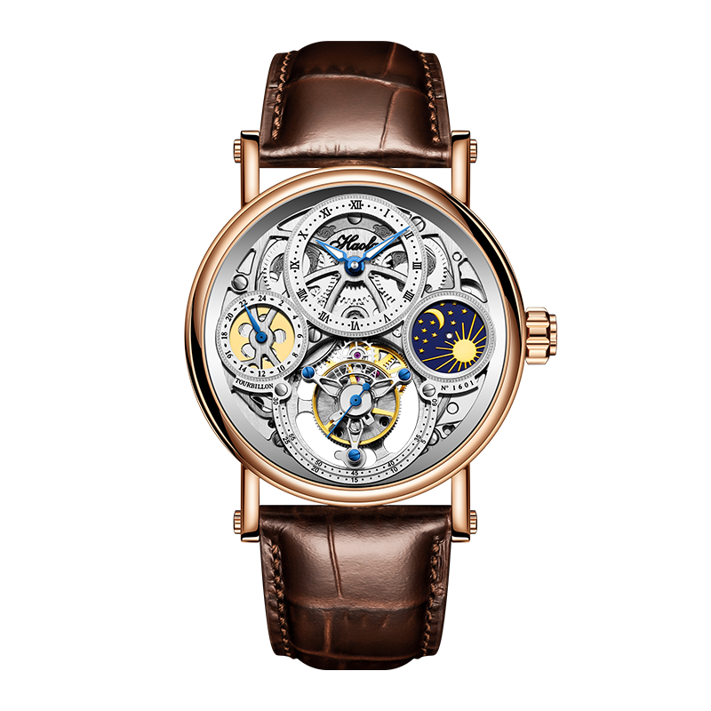 Haofa 1601 Skeleton GMT CNC Engraving Tourbillon 28800