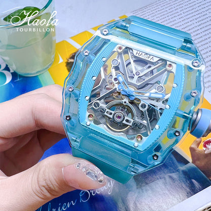 HAOFA Colorful Crystal Case Automatic Watch 72H Power Model 2203