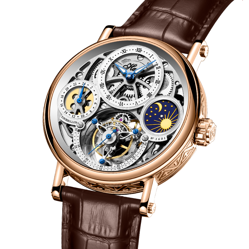 Haofa 1601 Skeleton GMT CNC Engraving Tourbillon 28800