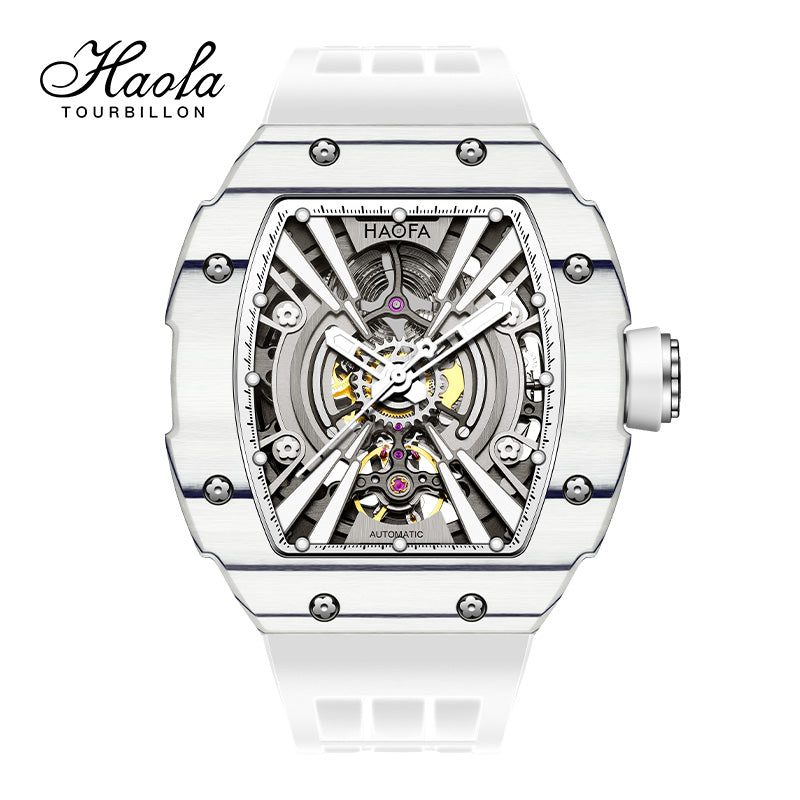 Haofa 1906 double Carbon Fiber Mechanical Watch 80 Hours power Skeleton